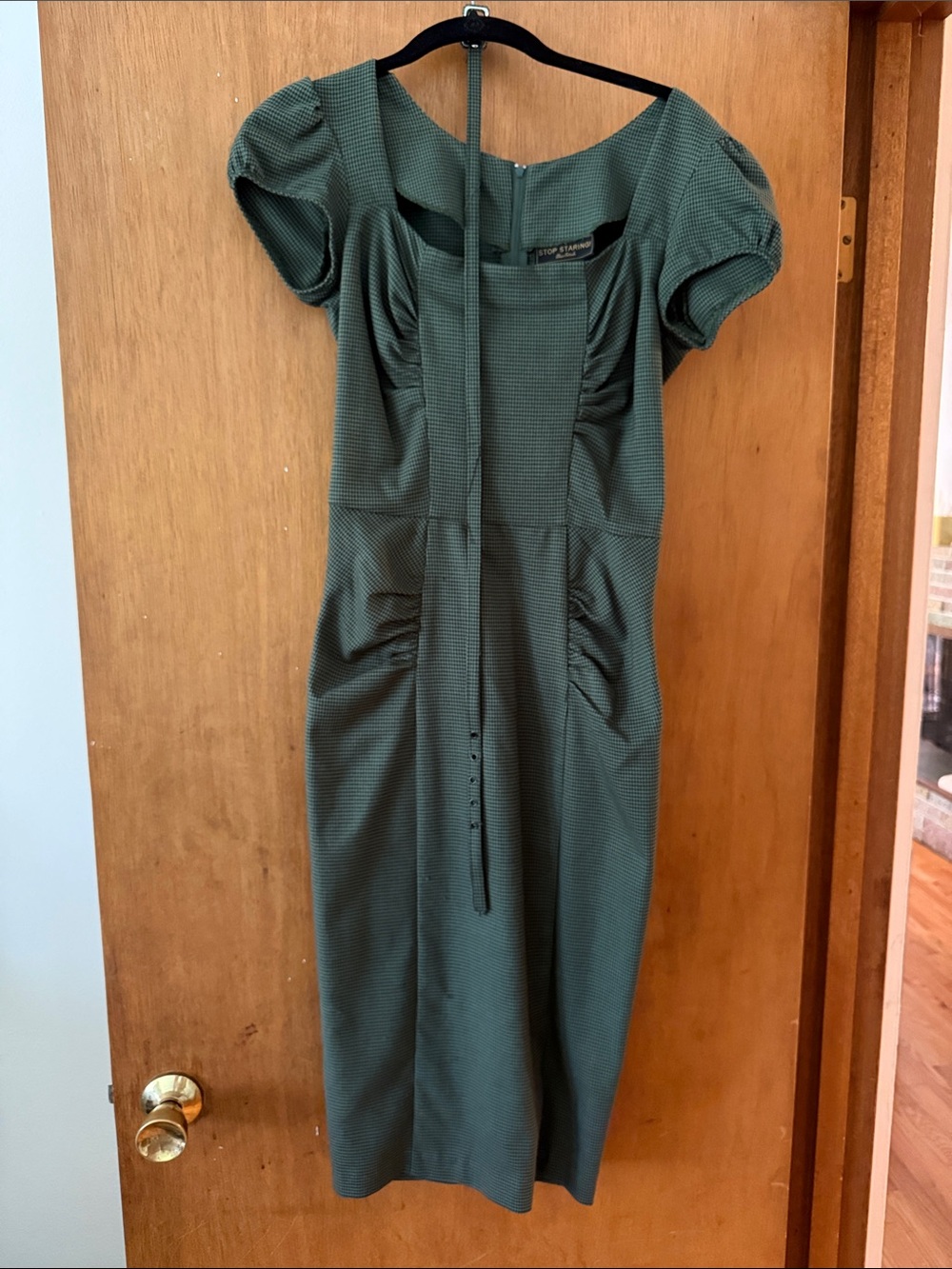 Stop Staring Forest Green Ruched Midi Dress